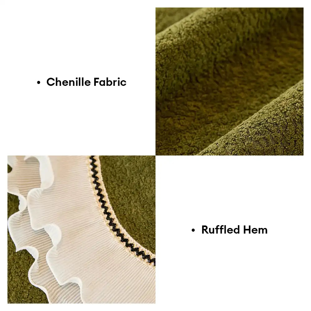 Elegant Soft Chenille Non-Slip Couch Cover with  Ruffled Skirt