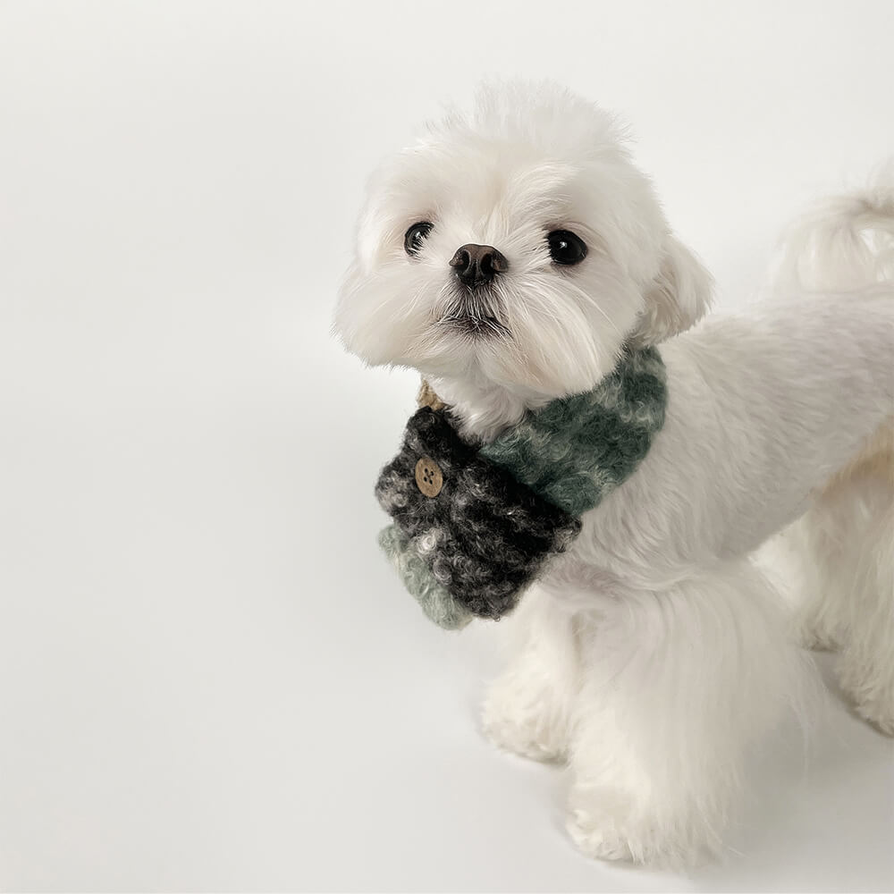 Fashionable Plaid Color Block Plush Warm Pet Scarf