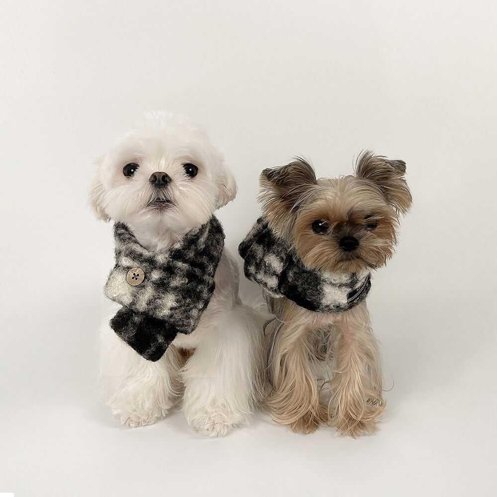 Fashionable Plaid Color Block Plush Warm Pet Scarf