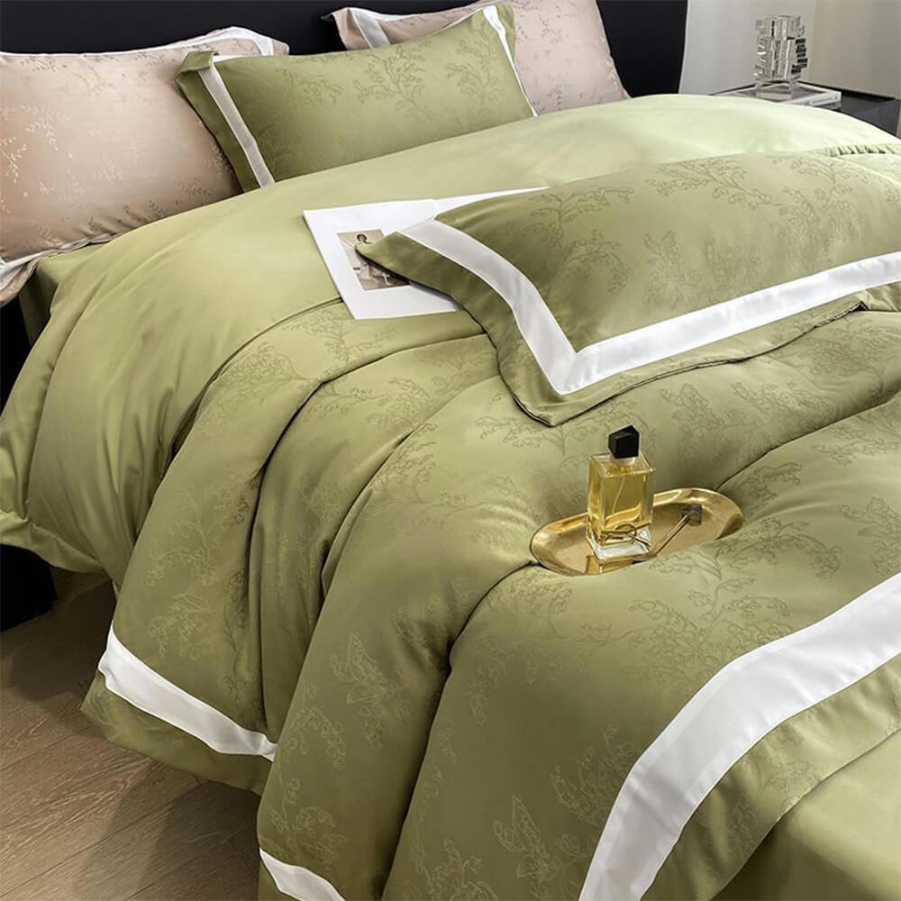 Jacquard Double Fabric Ice Silk Silky Comfort Bed Sheet Set