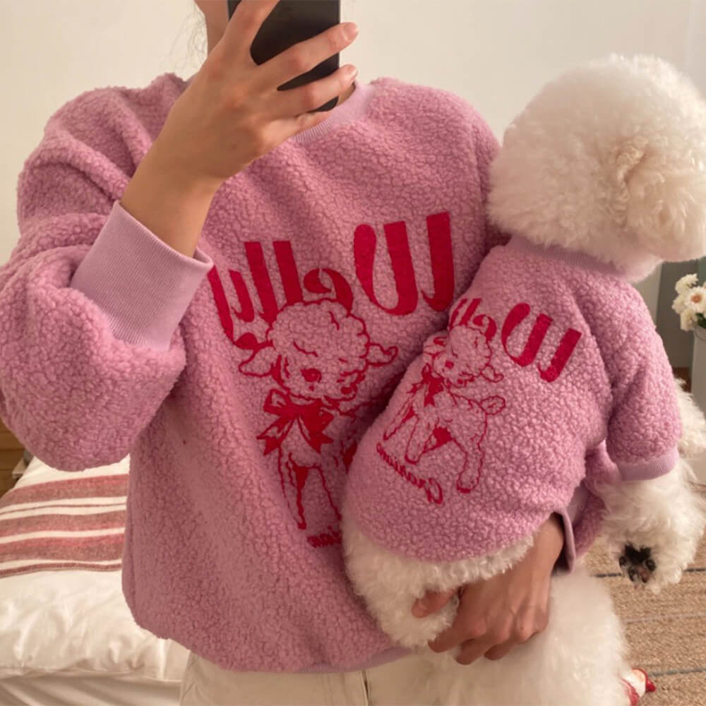 Lamb Print Warm Cozy Matching Dog & Owner Sweatshirt