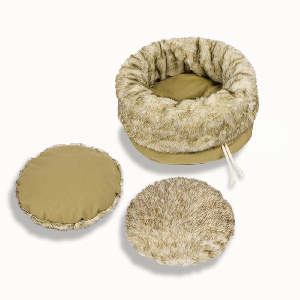 Luxury Warm Cozy Reversible Faux Fur Washable Cat Bed