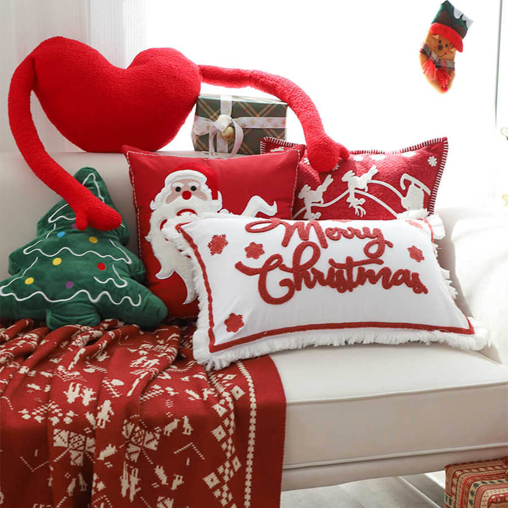 Merry Christmas Holiday Decorative Lumbar Home Sofa Pillow