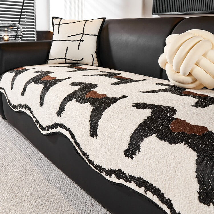 Modern Short Fleece Sofa Protection Irregular Non-slip Couch Cover