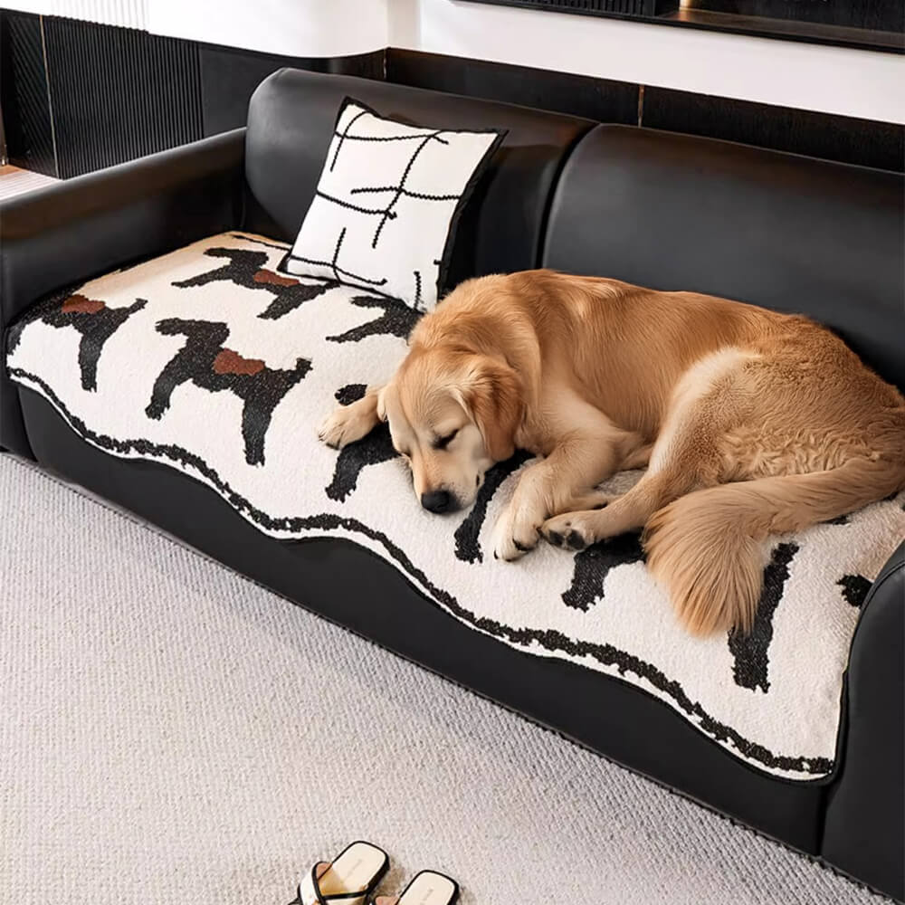 Modern Short Fleece Sofa Protection Irregular Non-slip Couch Cover