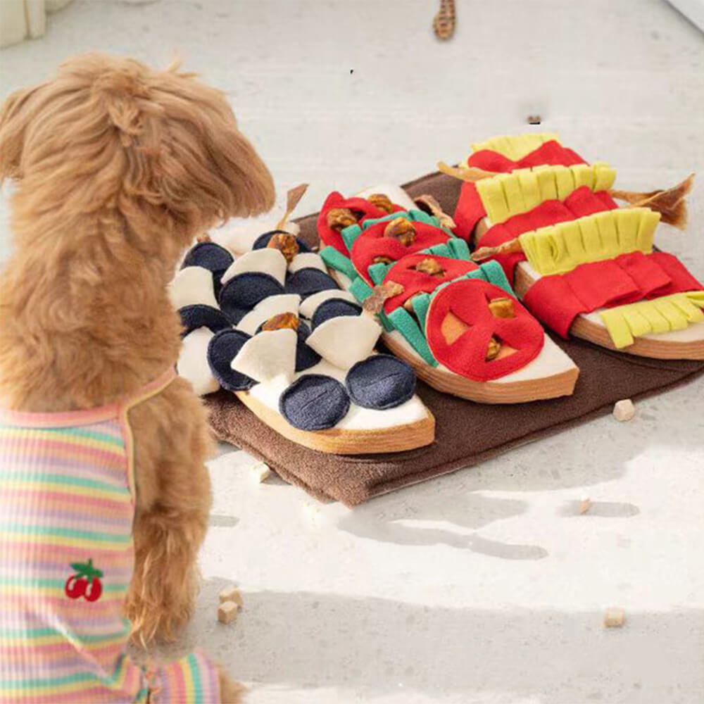 Multi-Flavor Pizza Squeaky Slow Feeder Dog Snuffle Mat Toy