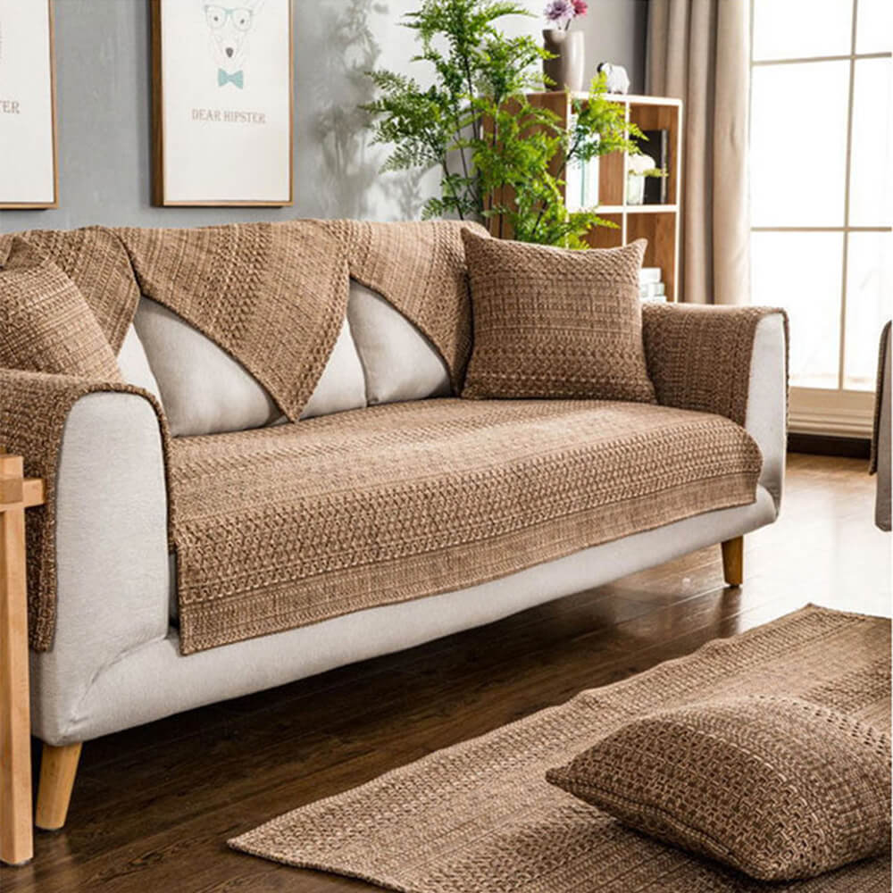 Rustic Durable Woven Linen Blend Breathable Couch Cover