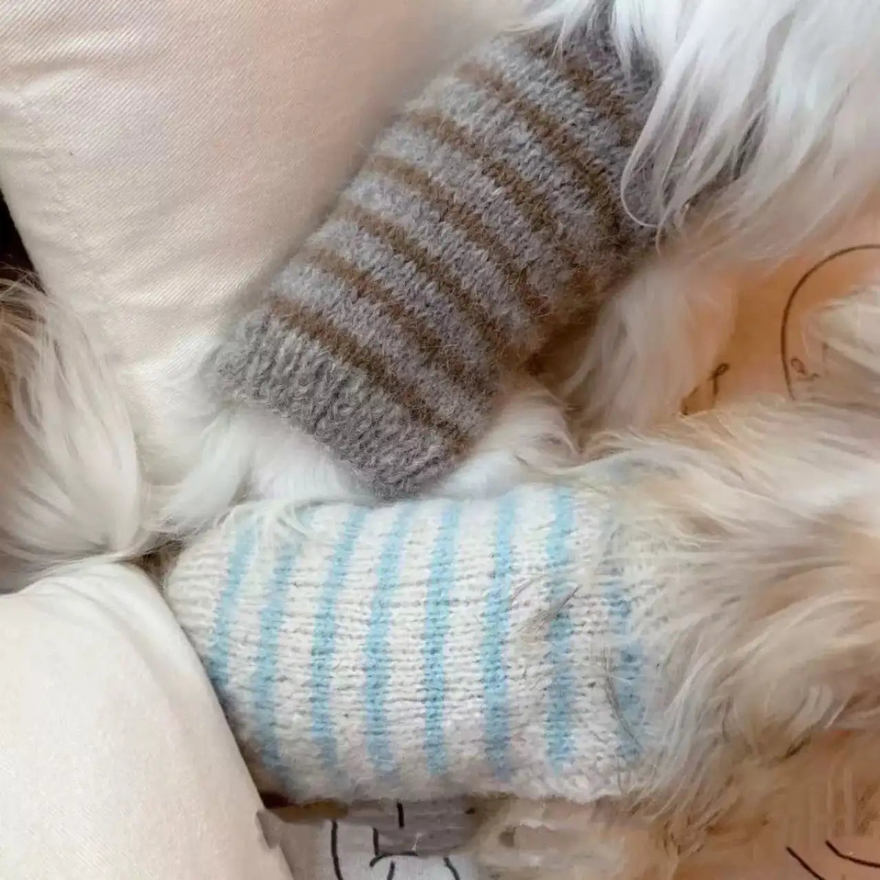 Soft Faux Wool Knitted Striped Dog Sweater for Small Dogs