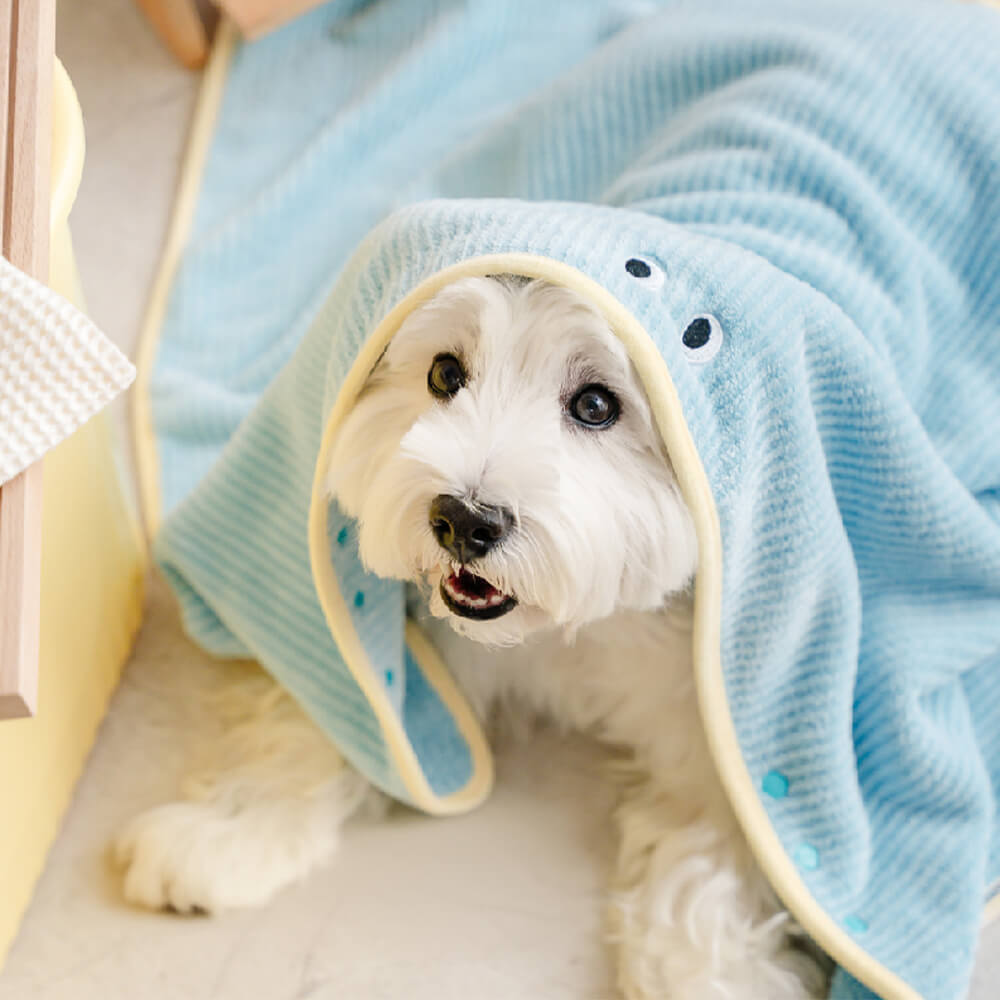 Soft Striped Quick-Dry Absorbent Dog Bathrobe Towel