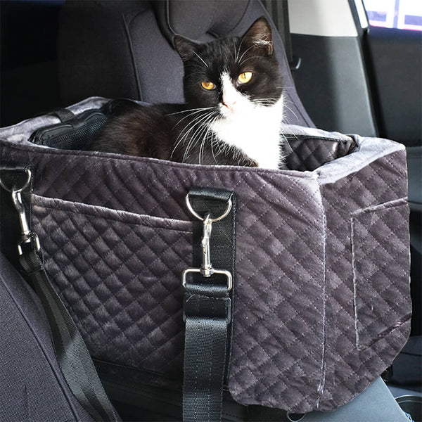Soft Velvet Quilted Multifunctional Center Console Dog Car Seat