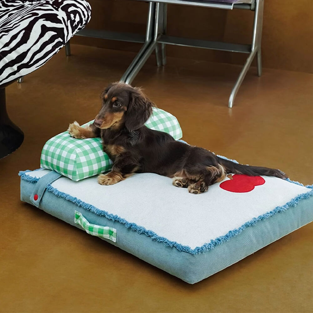 Spacious Durable Denim Dog & Cat Mat with Detachable Pillow