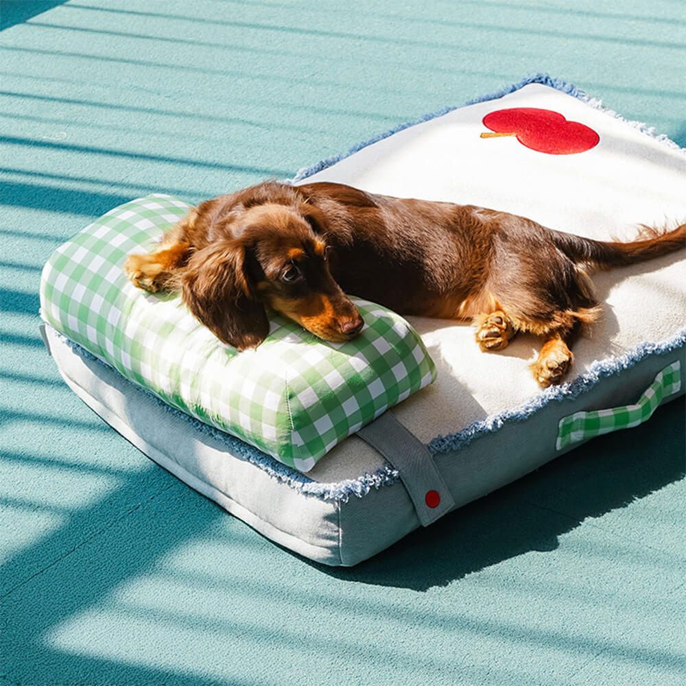 Spacious Durable Denim Dog & Cat Mat with Detachable Pillow