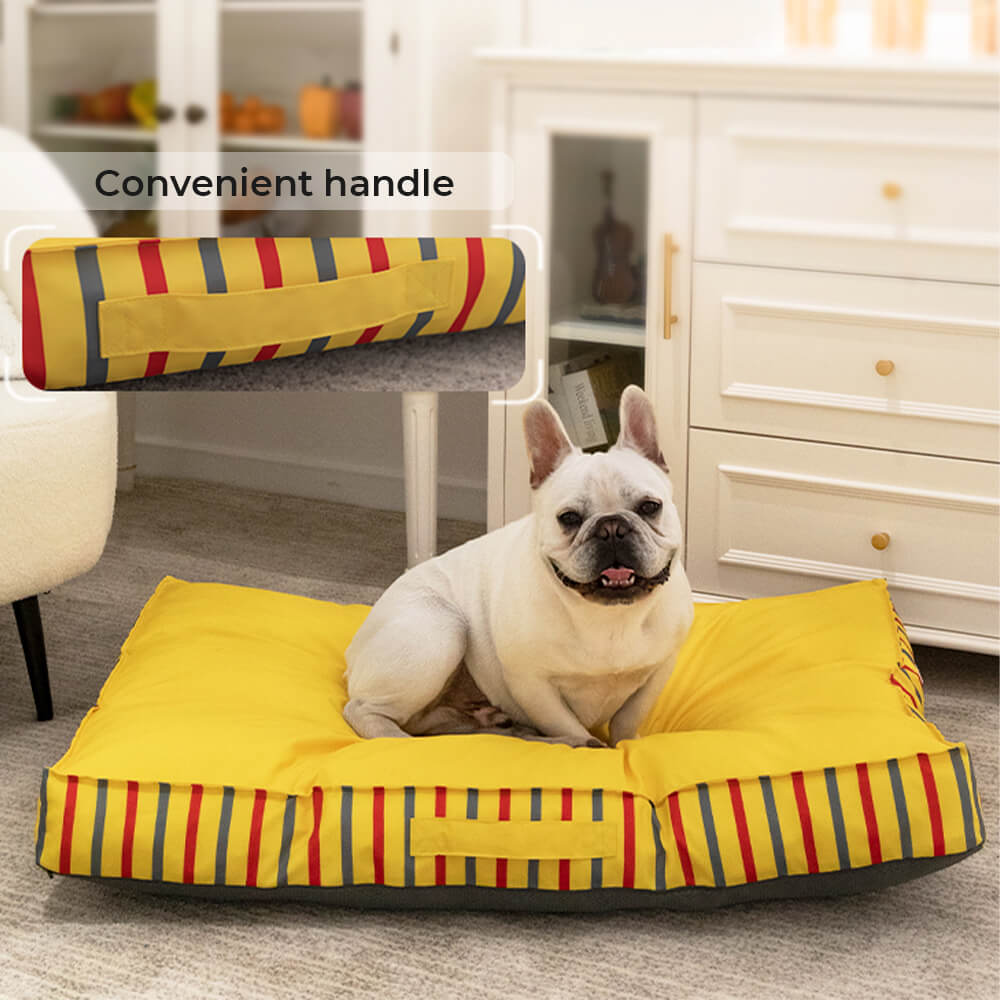 Striped Square Waterproof Cooling Dog Bed