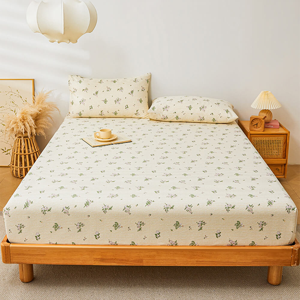 Tropical Rainforest Green Plant Cotton Fitted Sheet Mattress Cover