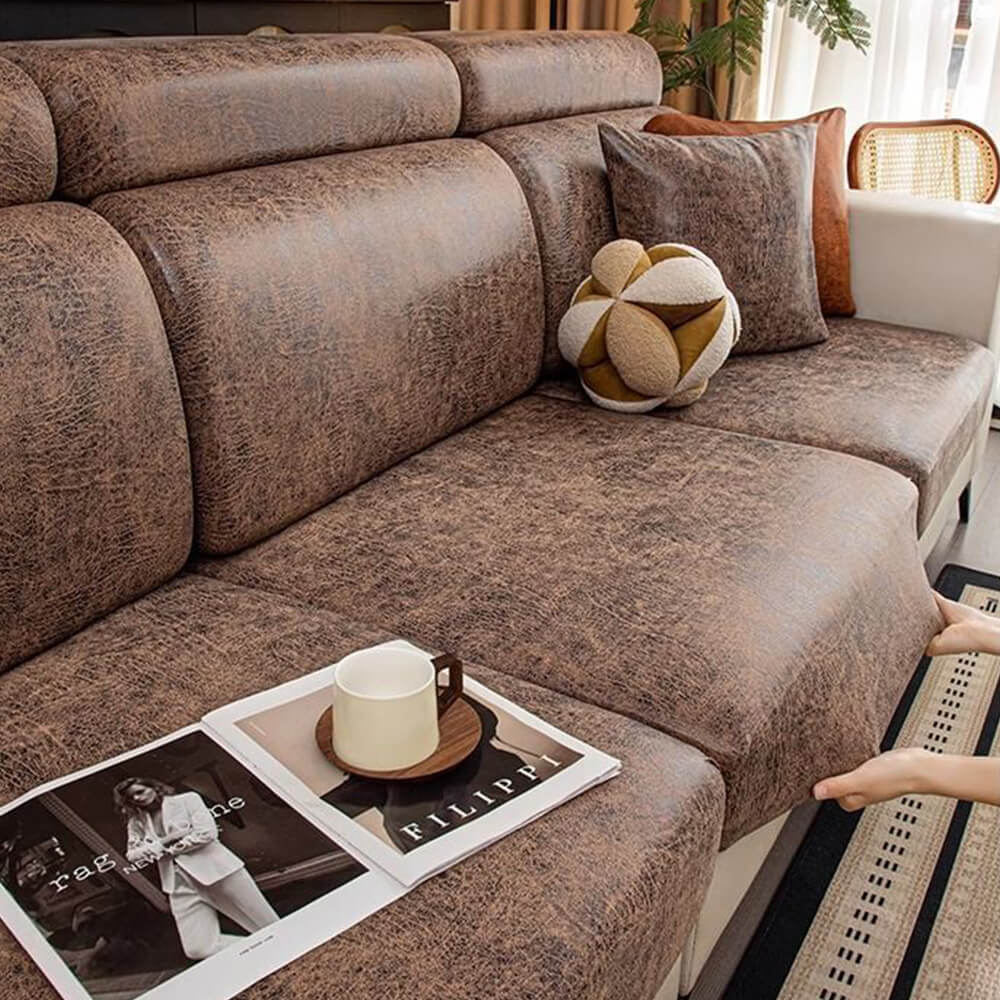 Vintage Waterproof Faux Leather Stretch Magic Couch Cover