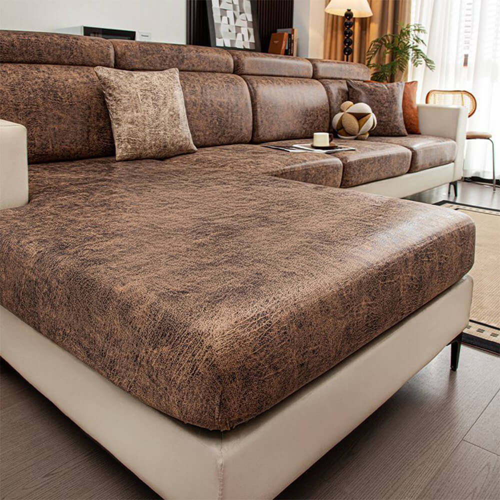 Vintage Waterproof Faux Leather Stretch Magic Couch Cover