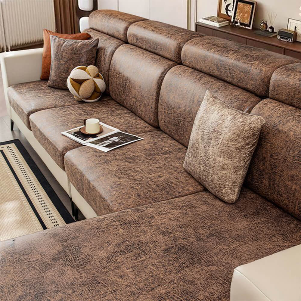Vintage Waterproof Faux Leather Stretch Magic Couch Cover