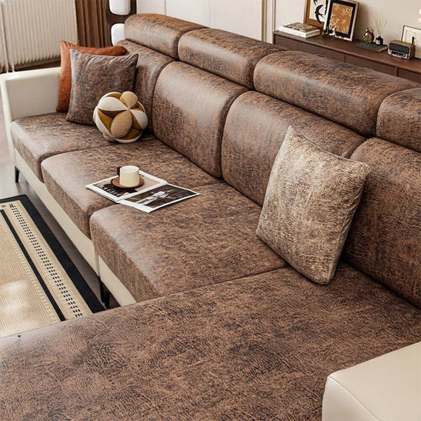Vintage Waterproof Faux Leather Stretch Magic Couch Cover