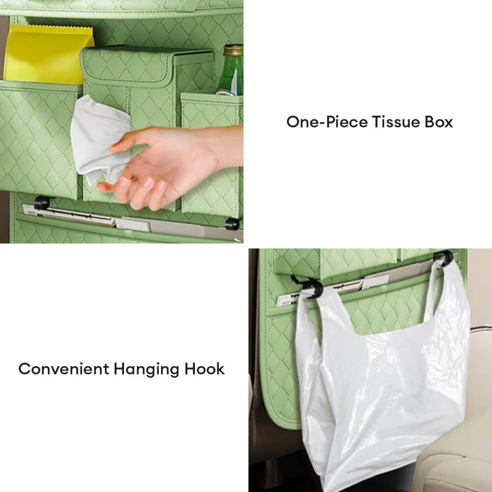 Woven Eco-Friendly Car Back Seat Foldable Storage Hanging Bag with Tray Table