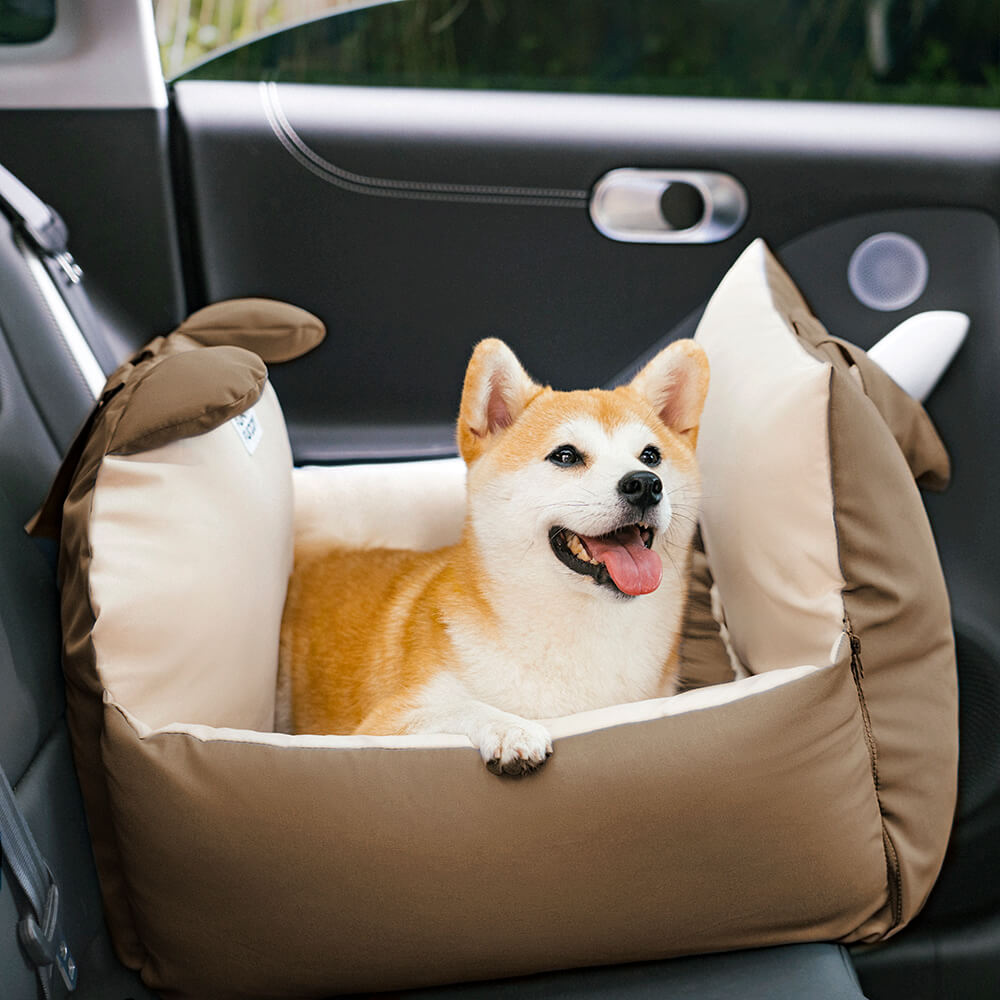 Cama de segurança para carro com orelhas de urso e assento de carro para cachorro
