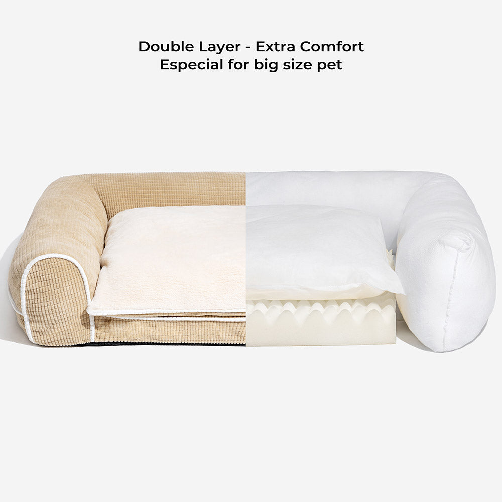 Sofá-cama ortopédico de flanela de dupla camada para cães Deluxe