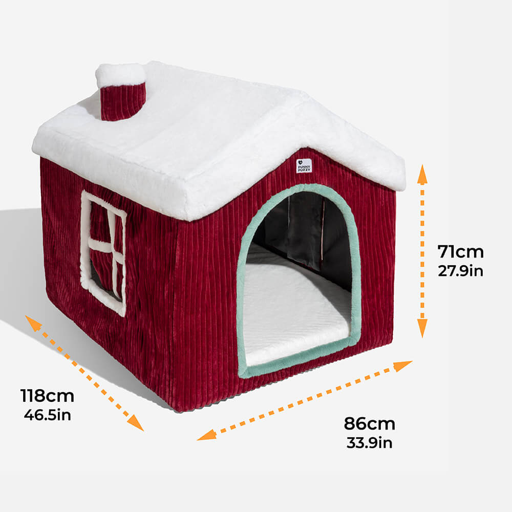 Casa de neve de gengibre para animais de estimação tenda removível grande casinha de cachorro