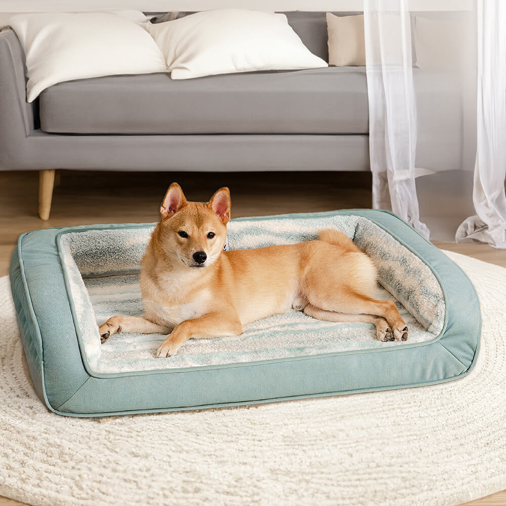 Sofá-cama ortopédico aconchegante para cães em estilo moderno de lã de cordeiro falsa