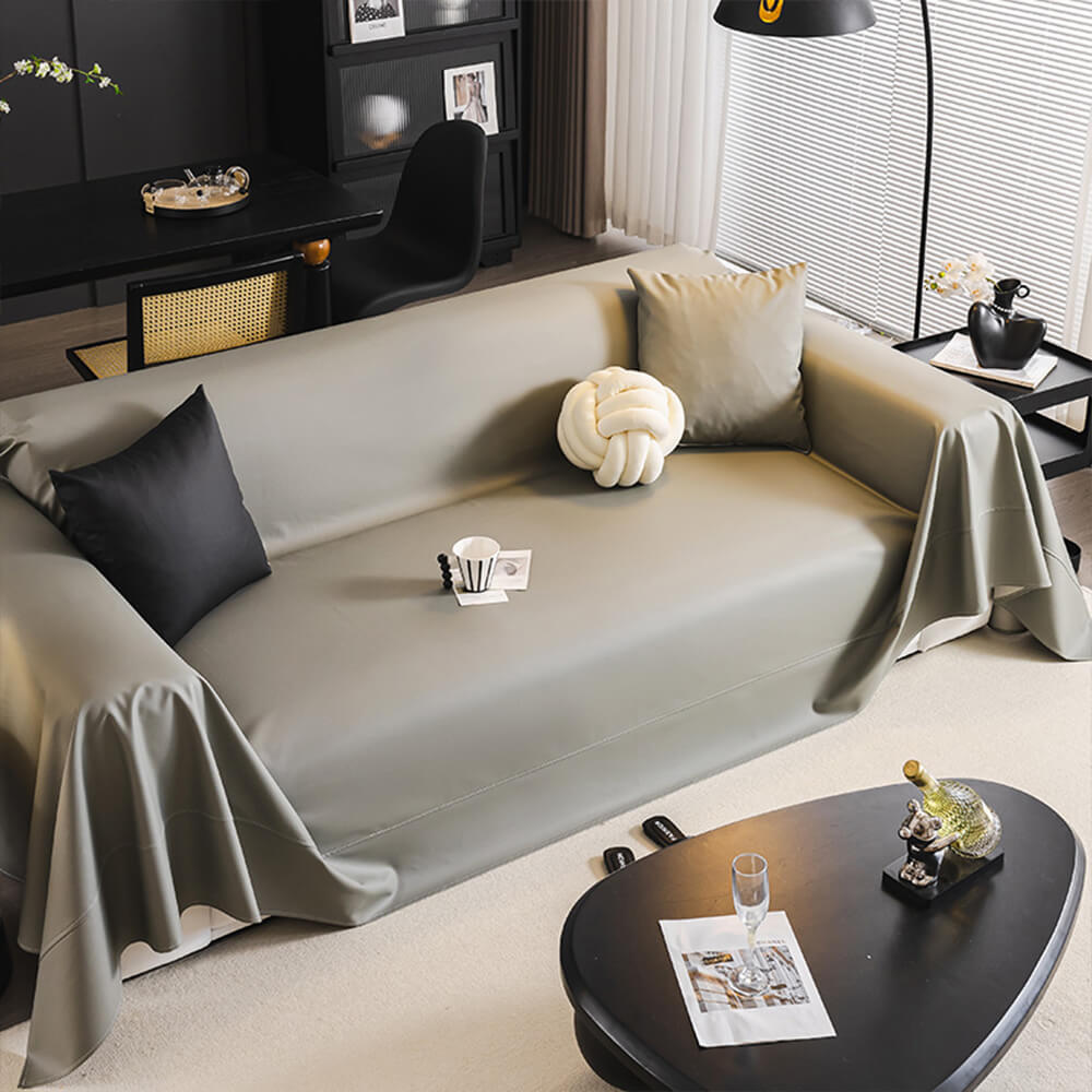 Modern Faux Leather Anti-Scratch Throw Couch Cover