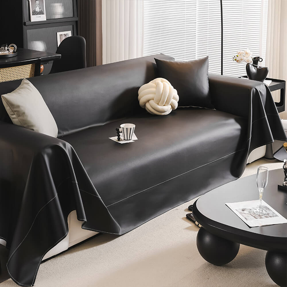 Modern Faux Leather Anti-Scratch Throw Couch Cover