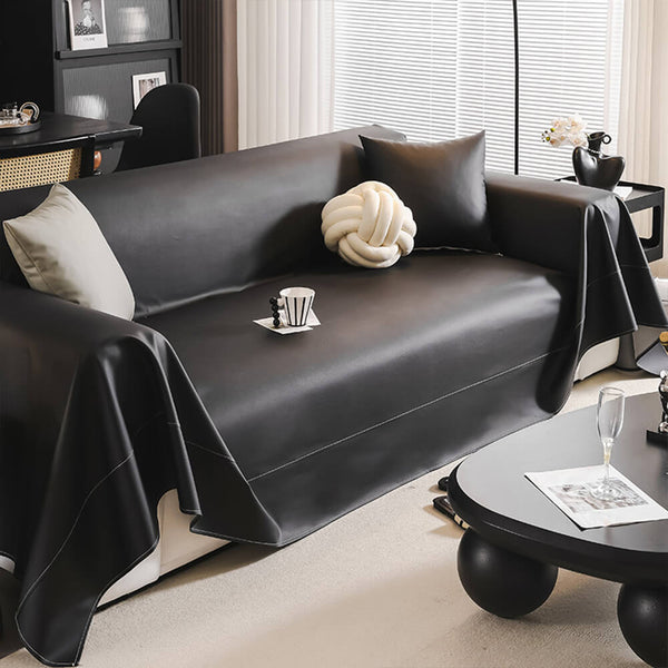 Modern Faux Leather Anti-Scratch Throw Couch Cover