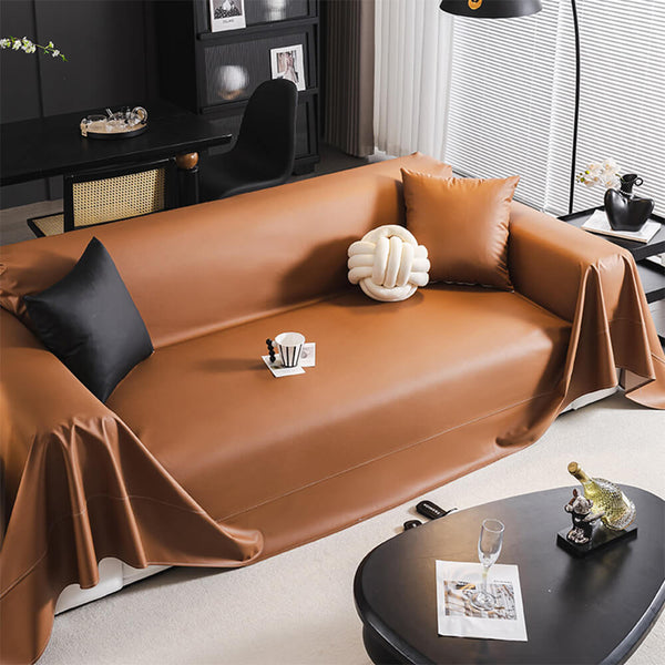 Modern Faux Leather Anti-Scratch Throw Couch Cover