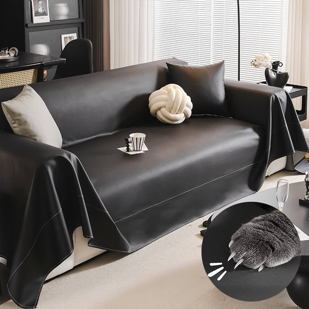 Modern Faux Leather Anti-Scratch Throw Couch Cover
