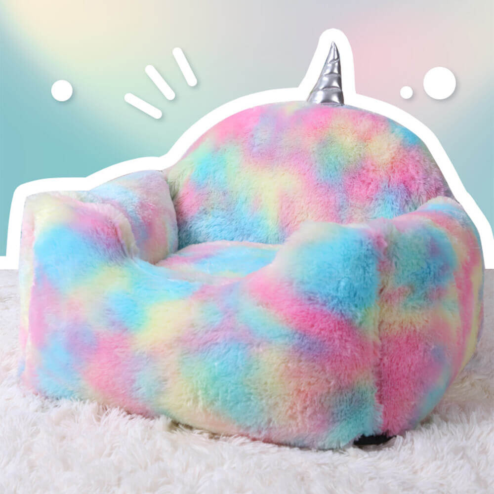 Rainbow Unicorn Plush Washable Warming Dog & Cat Bed