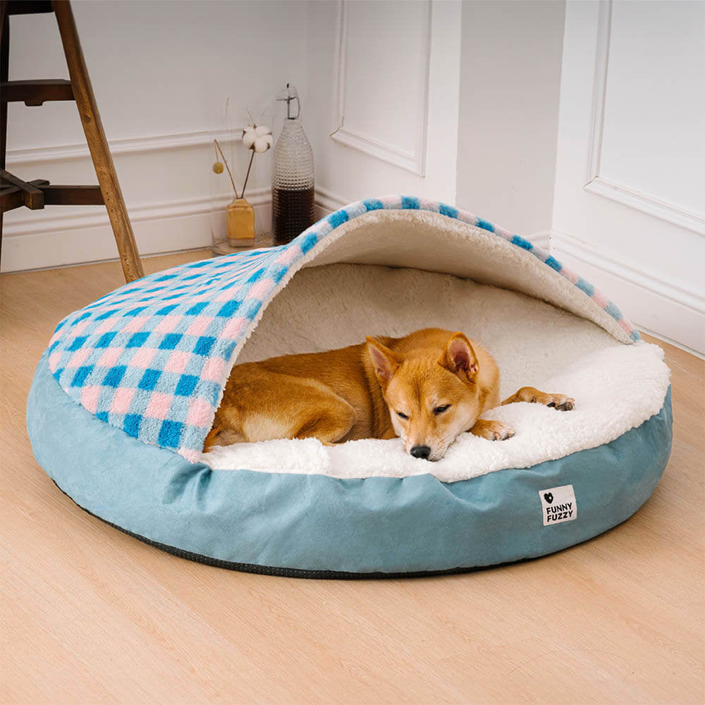 Cama redonda para cães com dossel Dream Hideaway Cama para animais de estimação