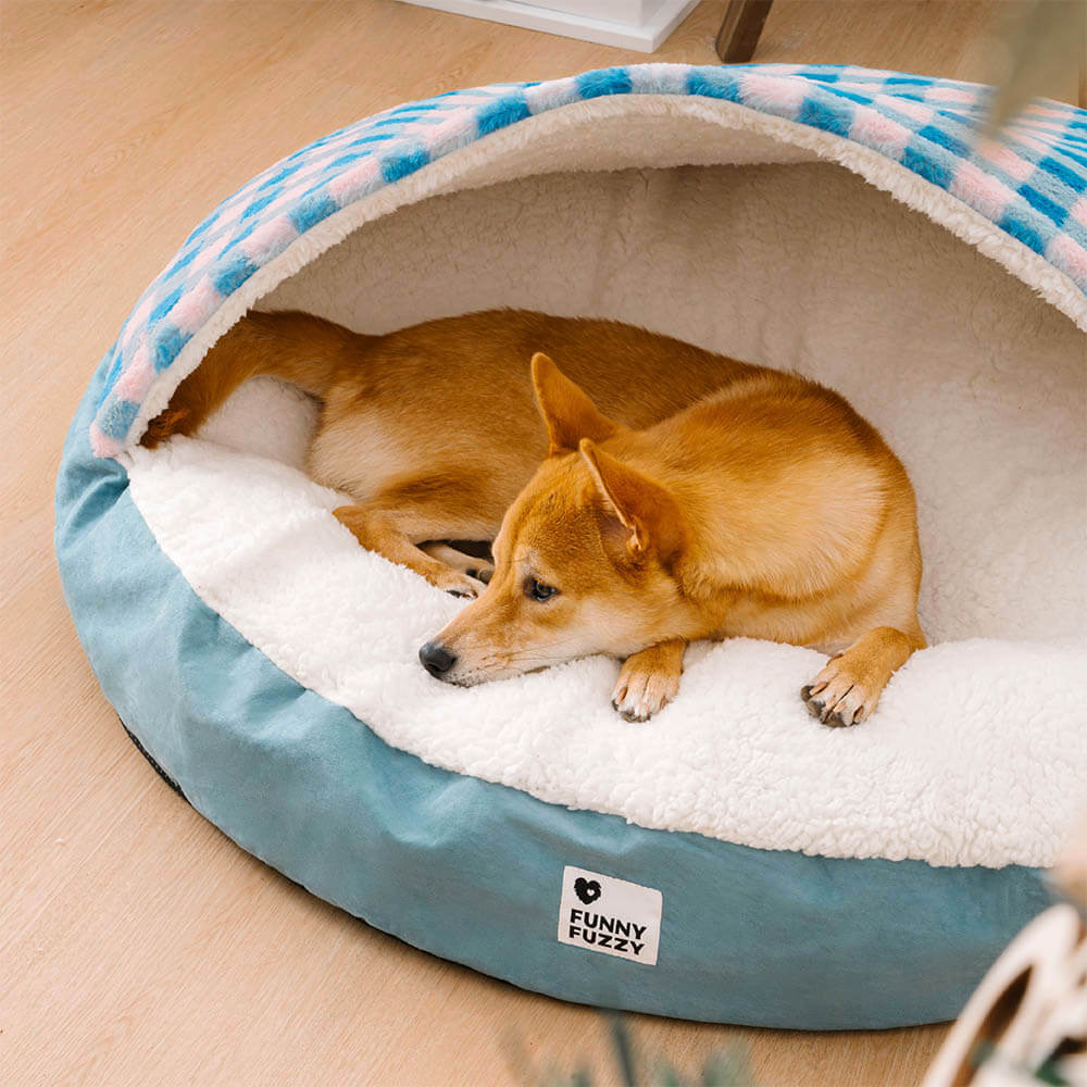 Cama redonda para cães com dossel Dream Hideaway Cama para animais de estimação