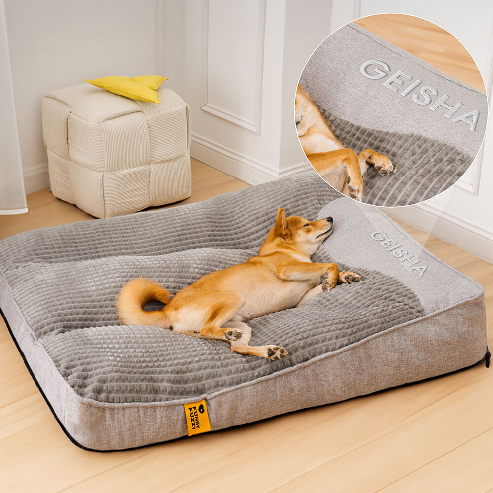 Cama de almofada para cachorro com proteção para coluna grande e espessa e resistente a arranhões personalizada