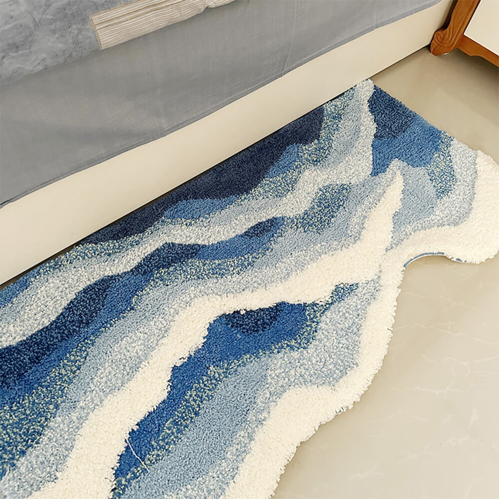 Hand-Tufted 3D Wave Pattern Carpet Luxury Textured Area Rug