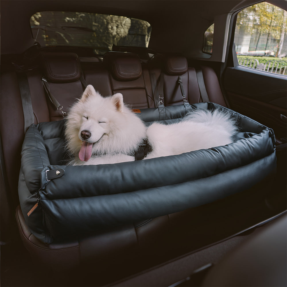 Deluxe Faux Leather Dog Car Seat Booster Bed - Urban Voyager