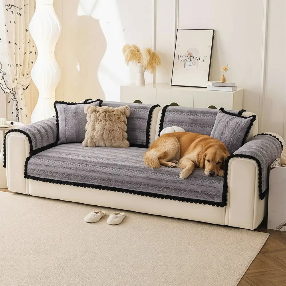 Lazy Chic Plush Winter Sofa Protector Skin-Friendly Couch Cover