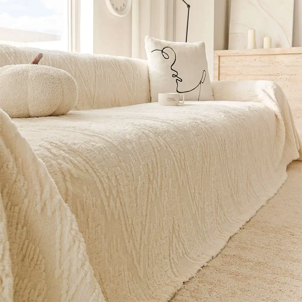 Luxury Nordic Jacquard Fleece Thickened Anti-Scratch Couch Cover