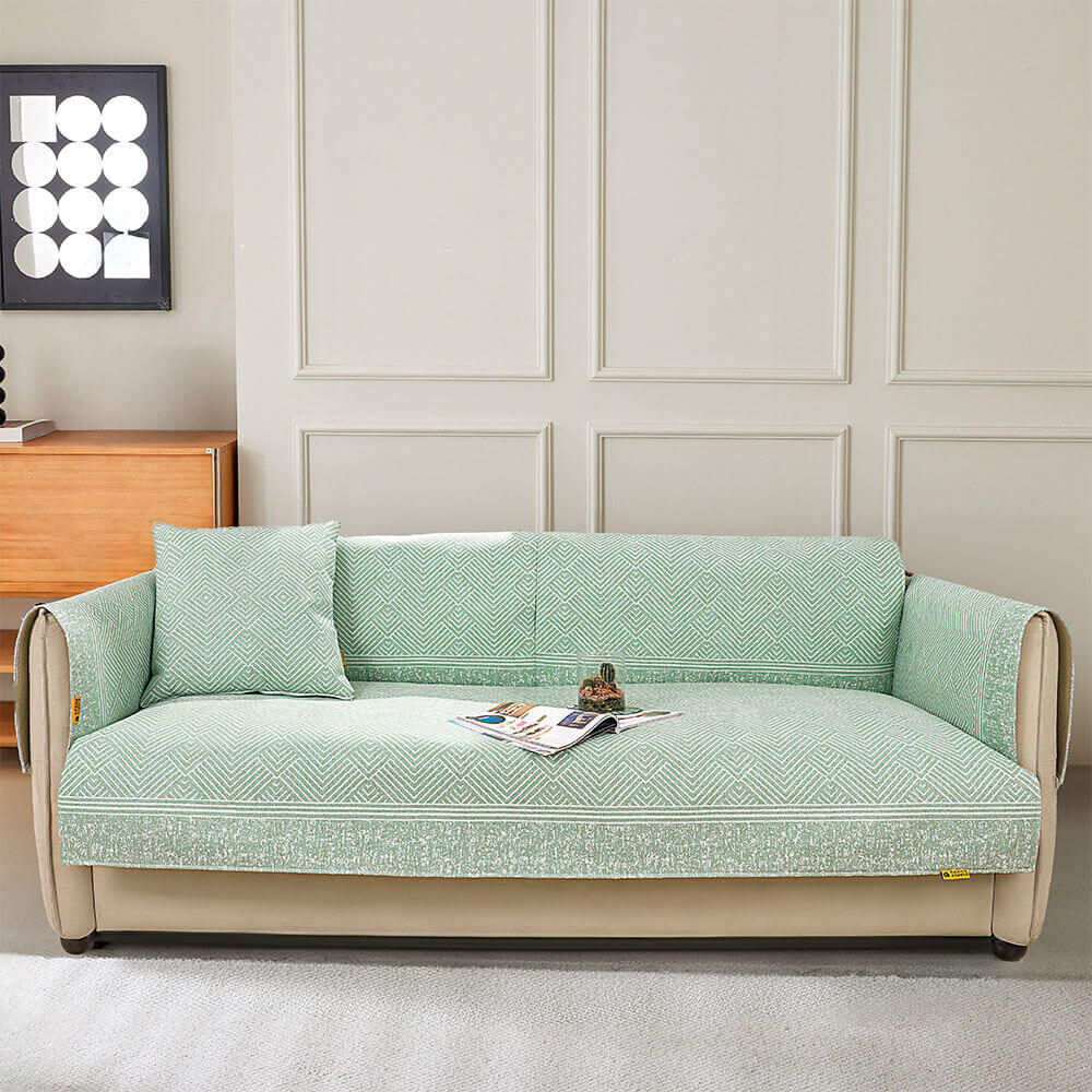 Capa de sofá secional de resfriamento natural de seda de gelo com padrão moderno e proteção antiarranhões