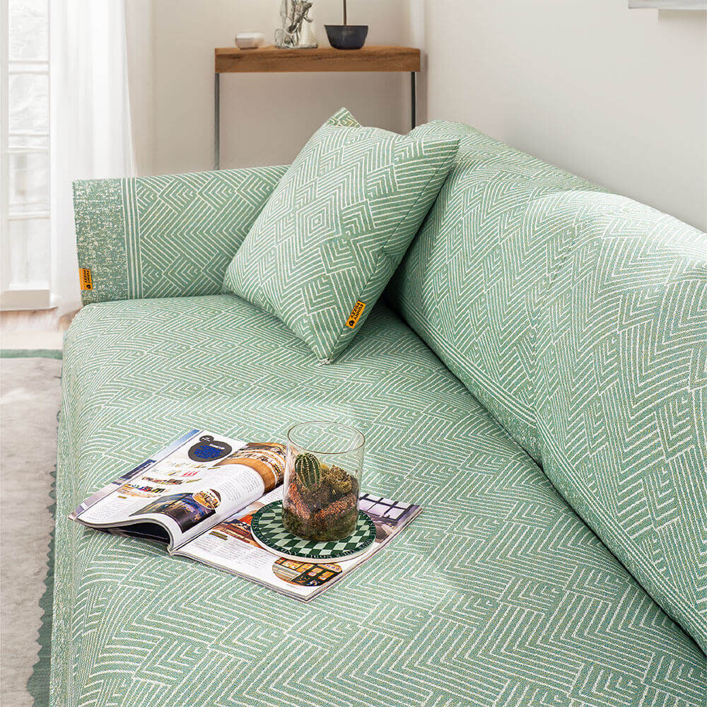 Capa de sofá secional de resfriamento natural de seda de gelo com padrão moderno e proteção antiarranhões