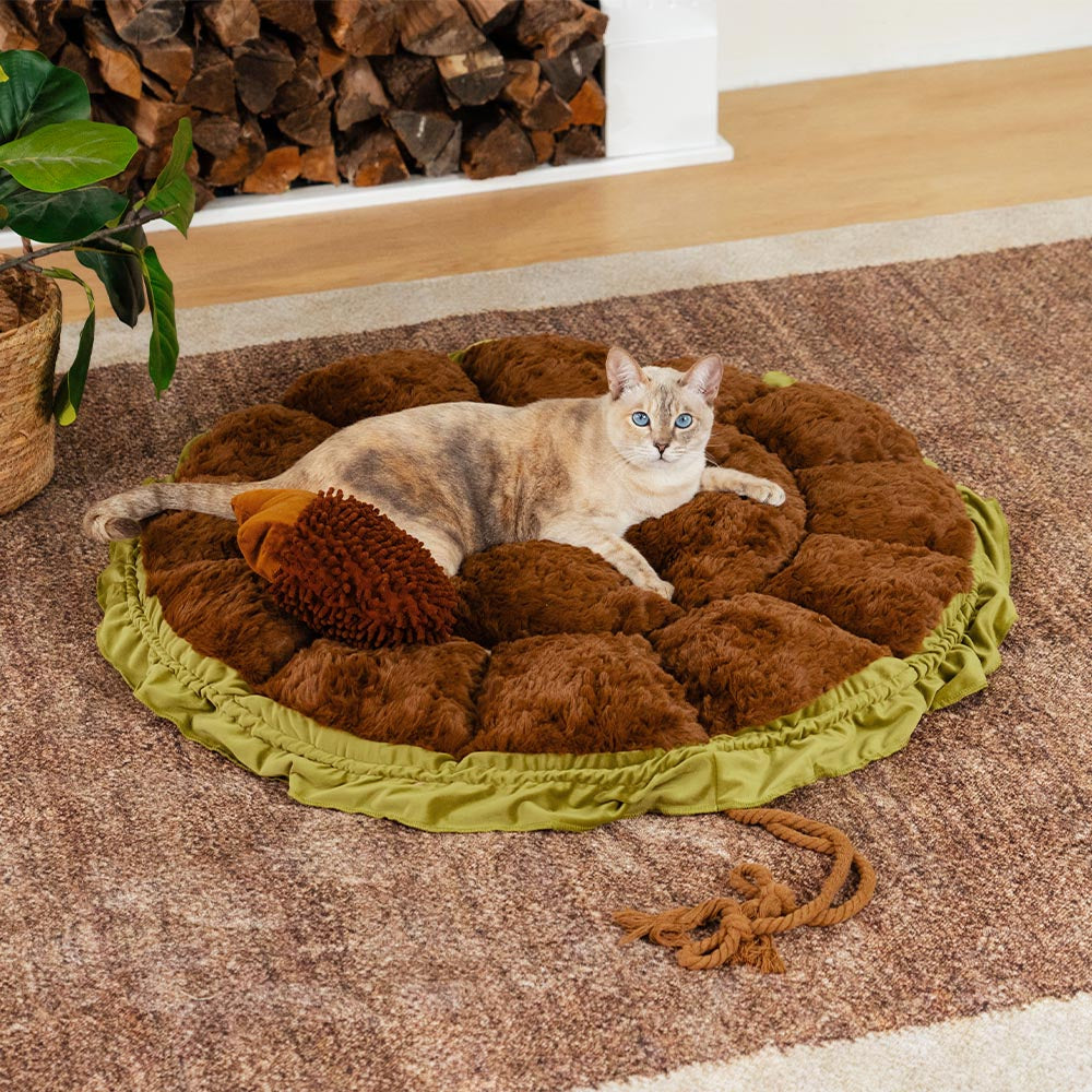 Nature-Inspired Adjustable Calming Cat Bed - Plush Nest