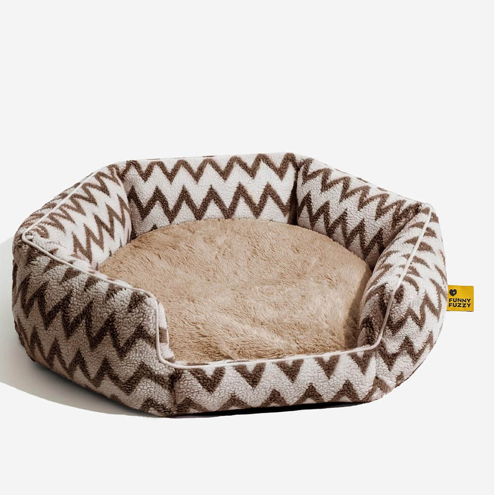 Plush Retreat Chevron Cat Bed-The Warm Hugger