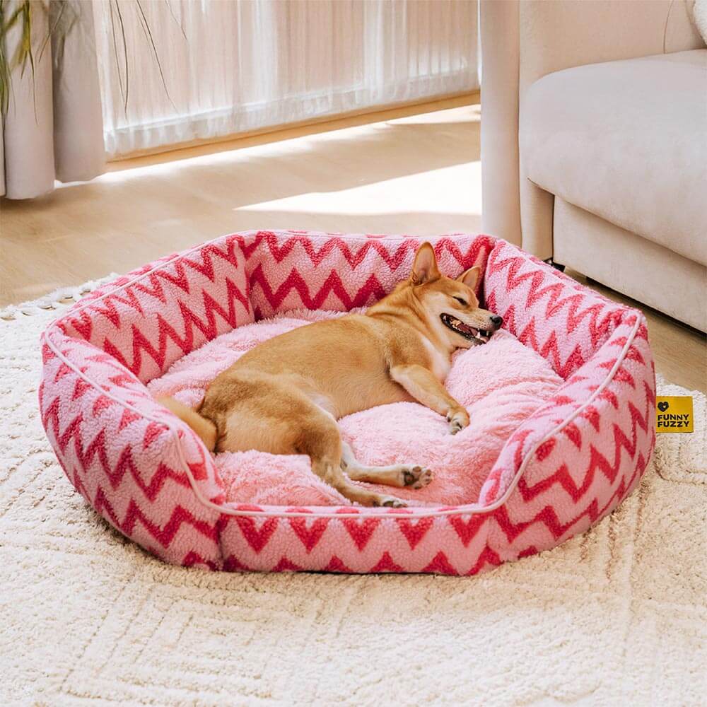 Plush Retreat Chevron Dog Bed-The Warm Hugger