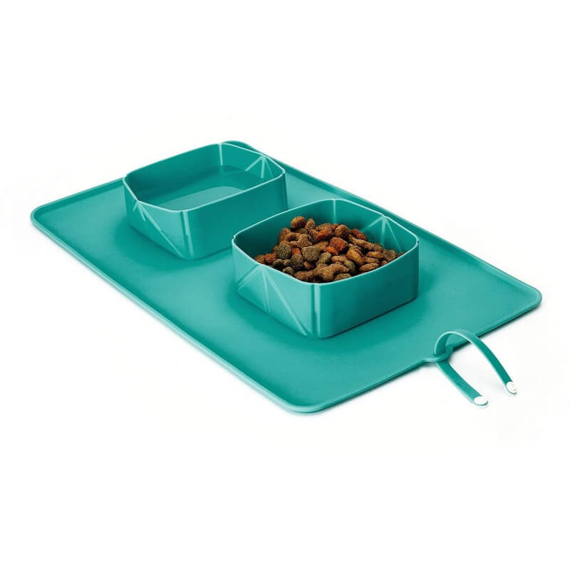 Portable Silicone Foldable Dual Dog Bowl