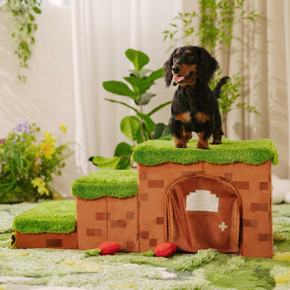 Retro Pixel Handcrafted Foldable Pet Stairs With Storage - Blocky PawGame