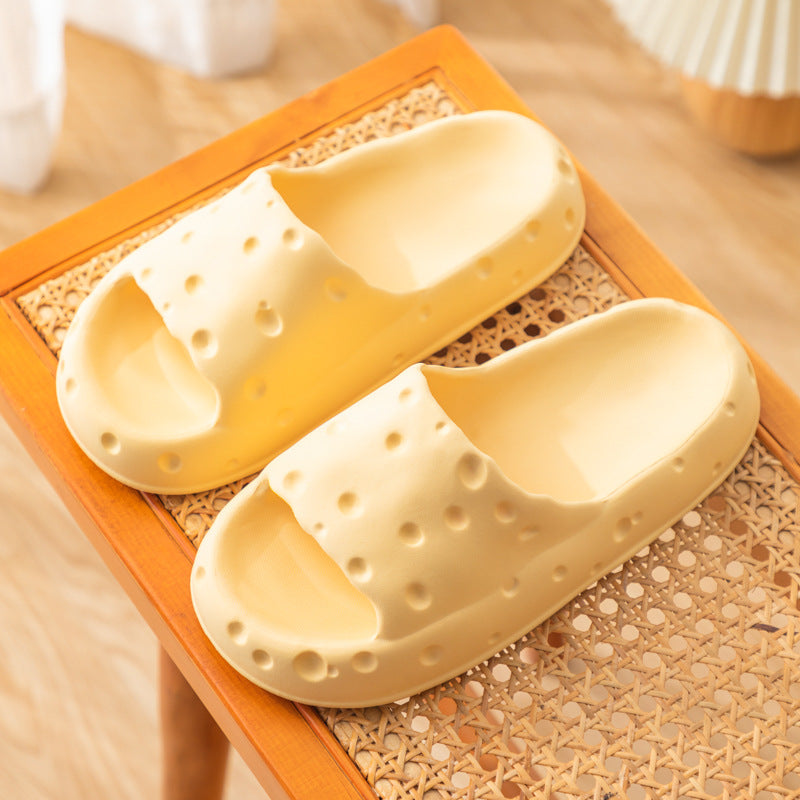 Sandálias macias antiderrapantes com nuvem de queijo, chinelos para casa, brinquedos para mastigar para cães