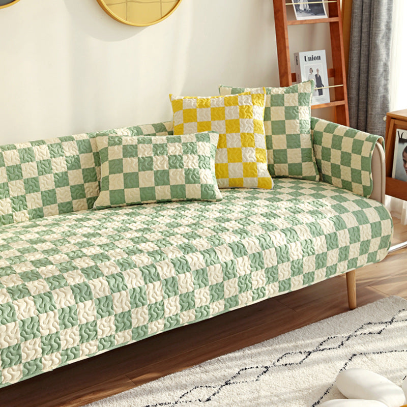Capa de sofá protetora de móveis anti-riscos xadrez colorido