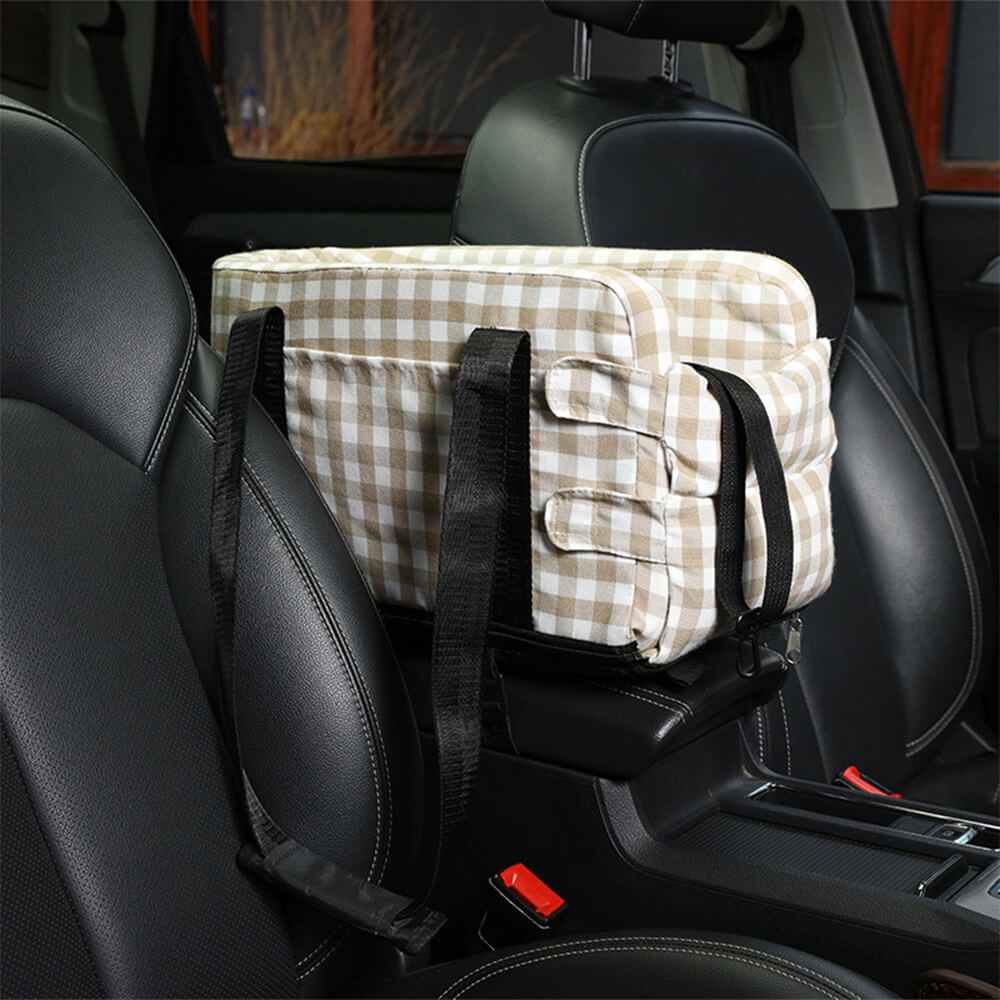 Stylish Plaid Portable Travel Dog Cat Car Seat Carrier